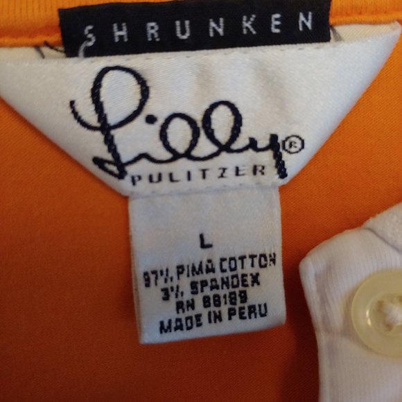 Lilly Pulitzer vintage orange and white polo shirt size Large - Picture 7 of 7